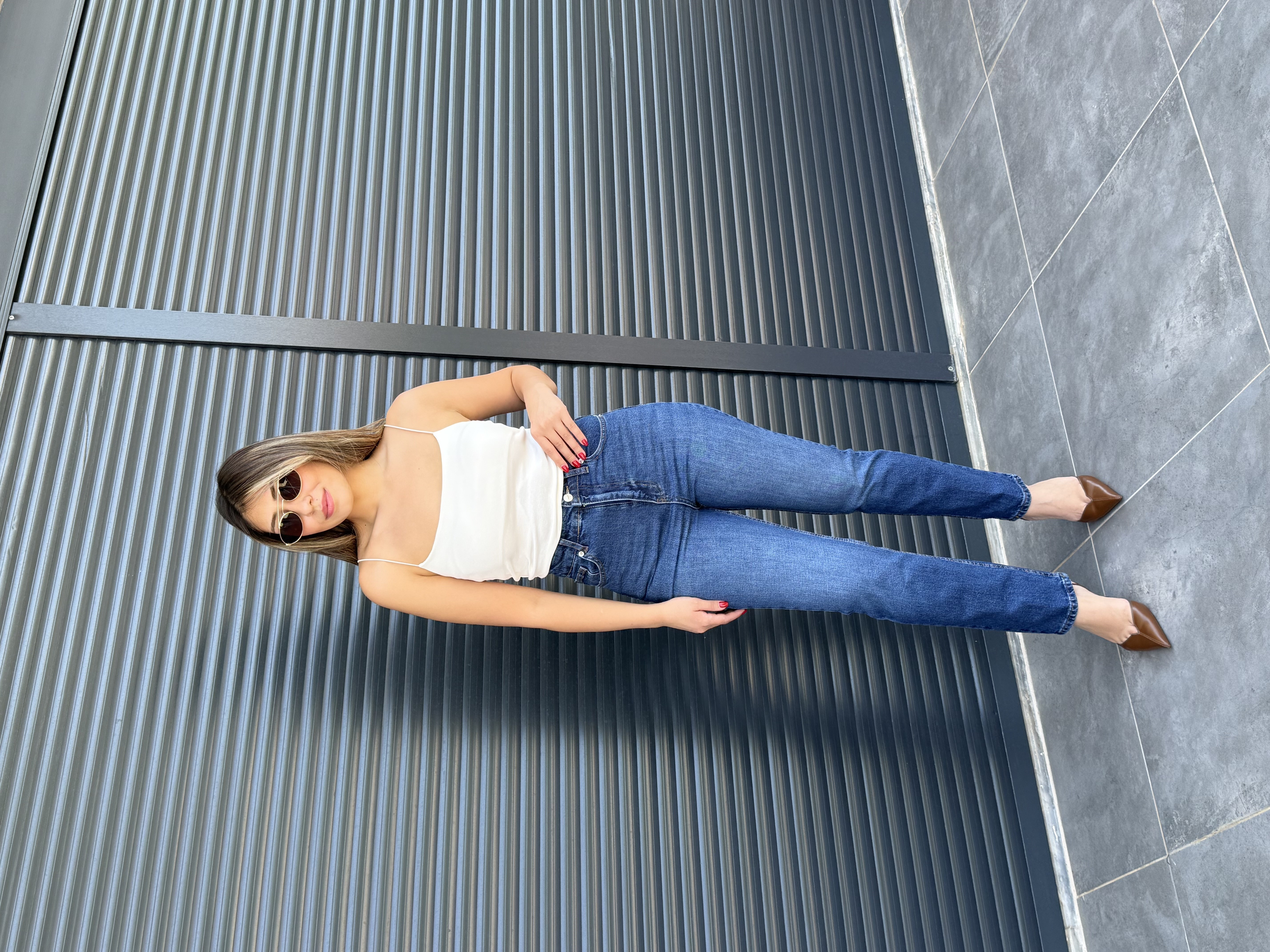 Premium Kalem Paça Toparlayıcı Boy Fit Jean Koyu Mavi