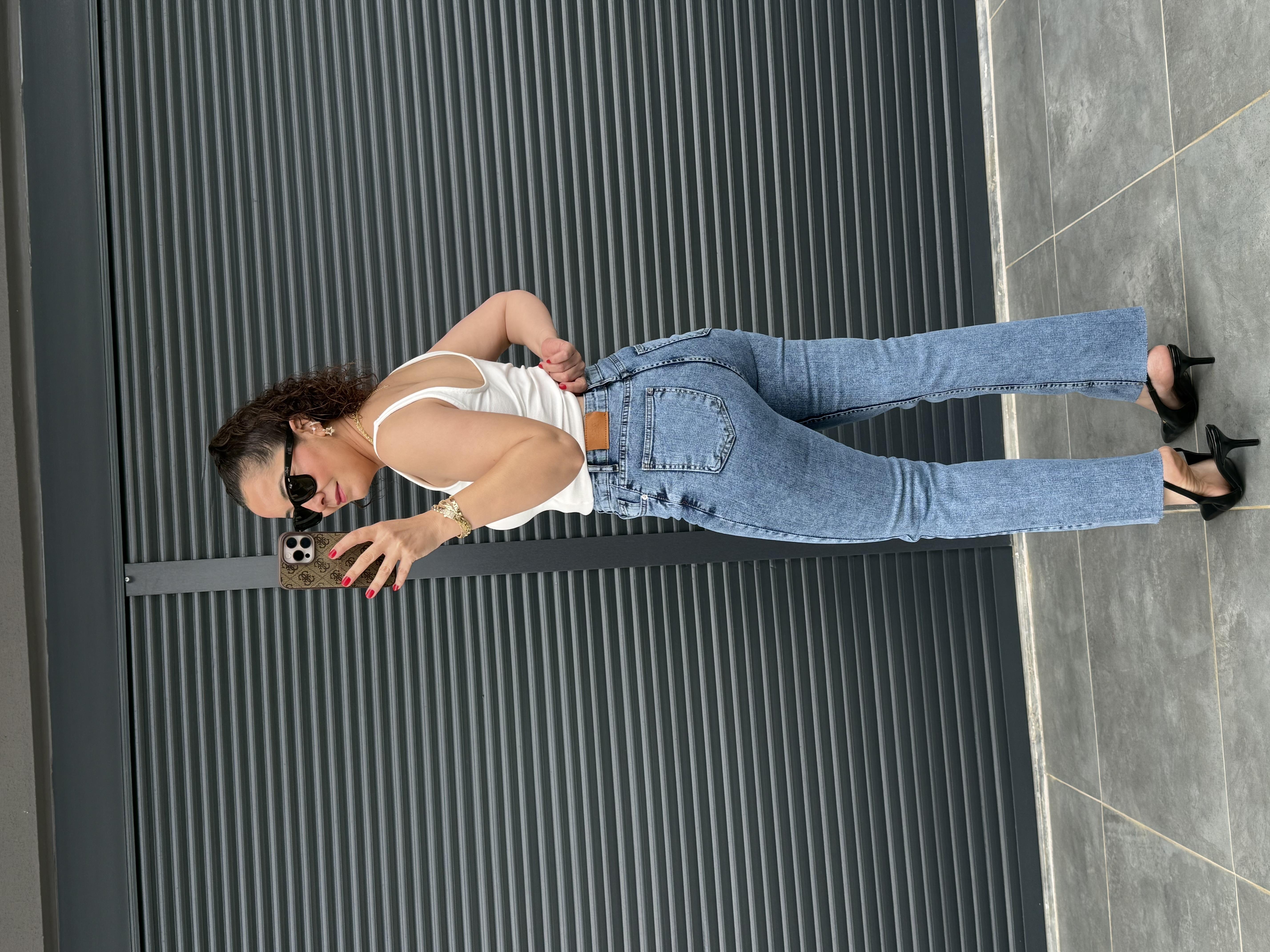 Premium Kesik Paça Boy Fit Jean Açık Mavi