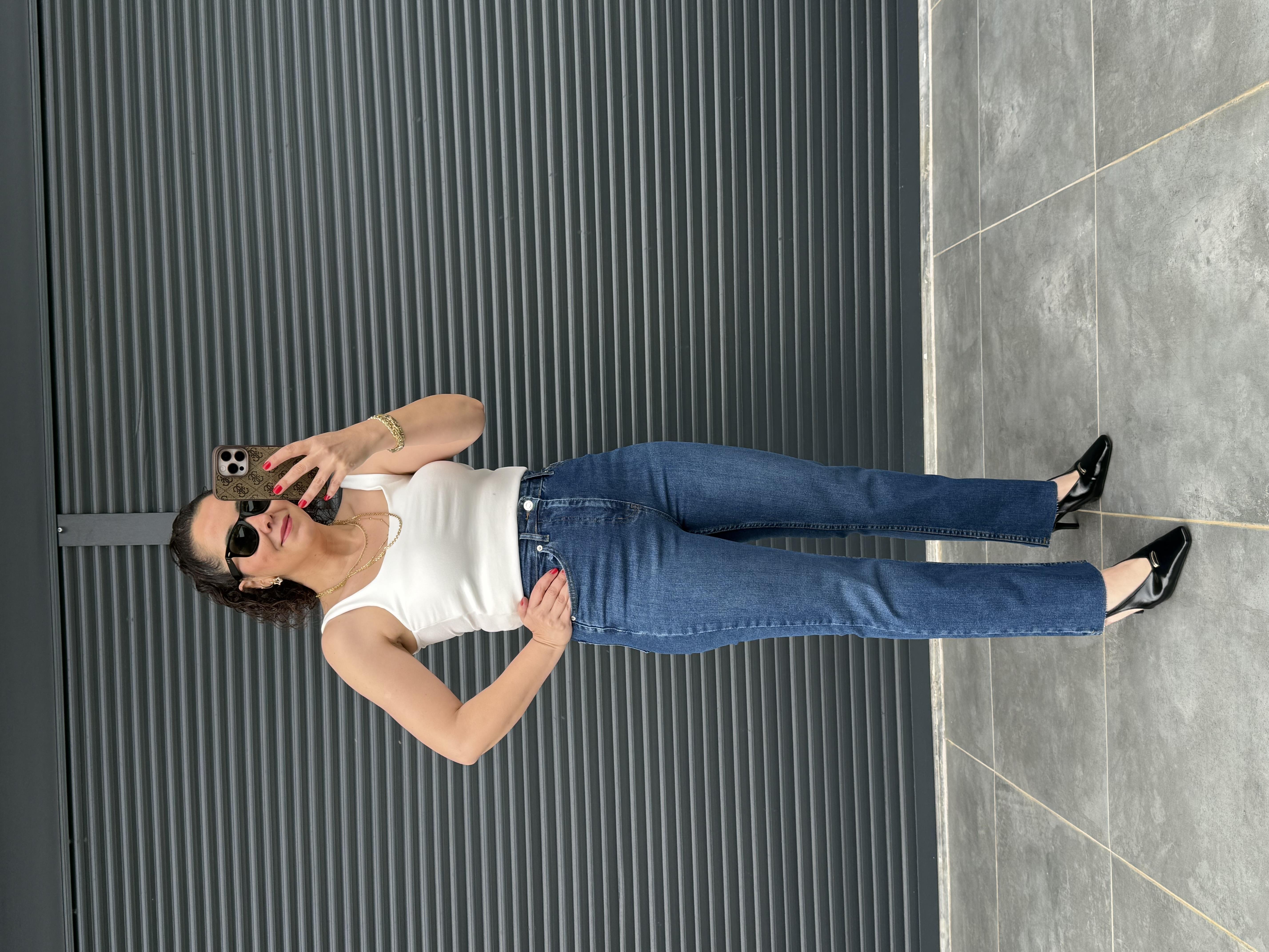 Premium Kesik Paça Boy Fit Jean Koyu Mavi