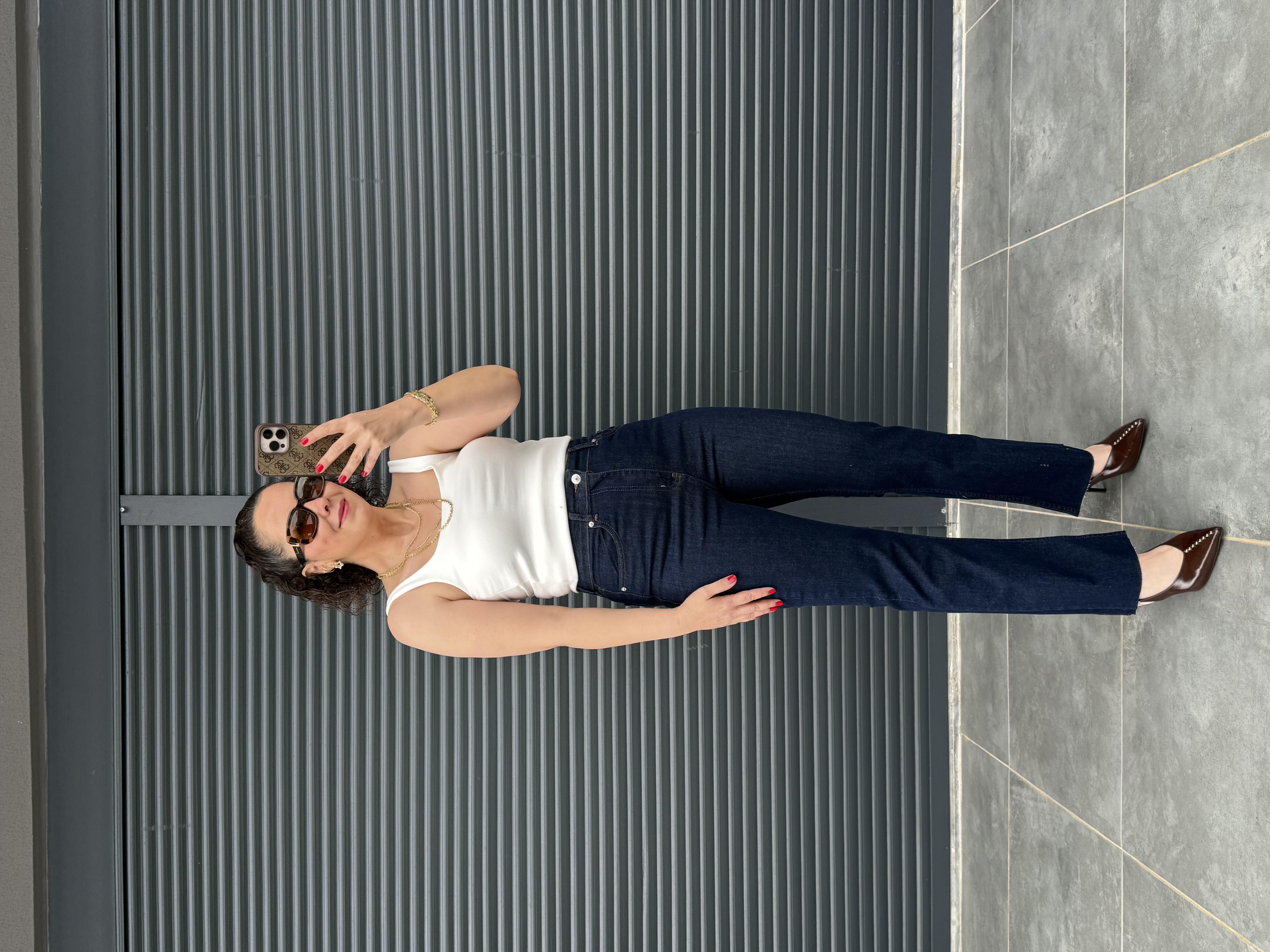 Premium Kesik Paça Boy Fit Jean Lacivert