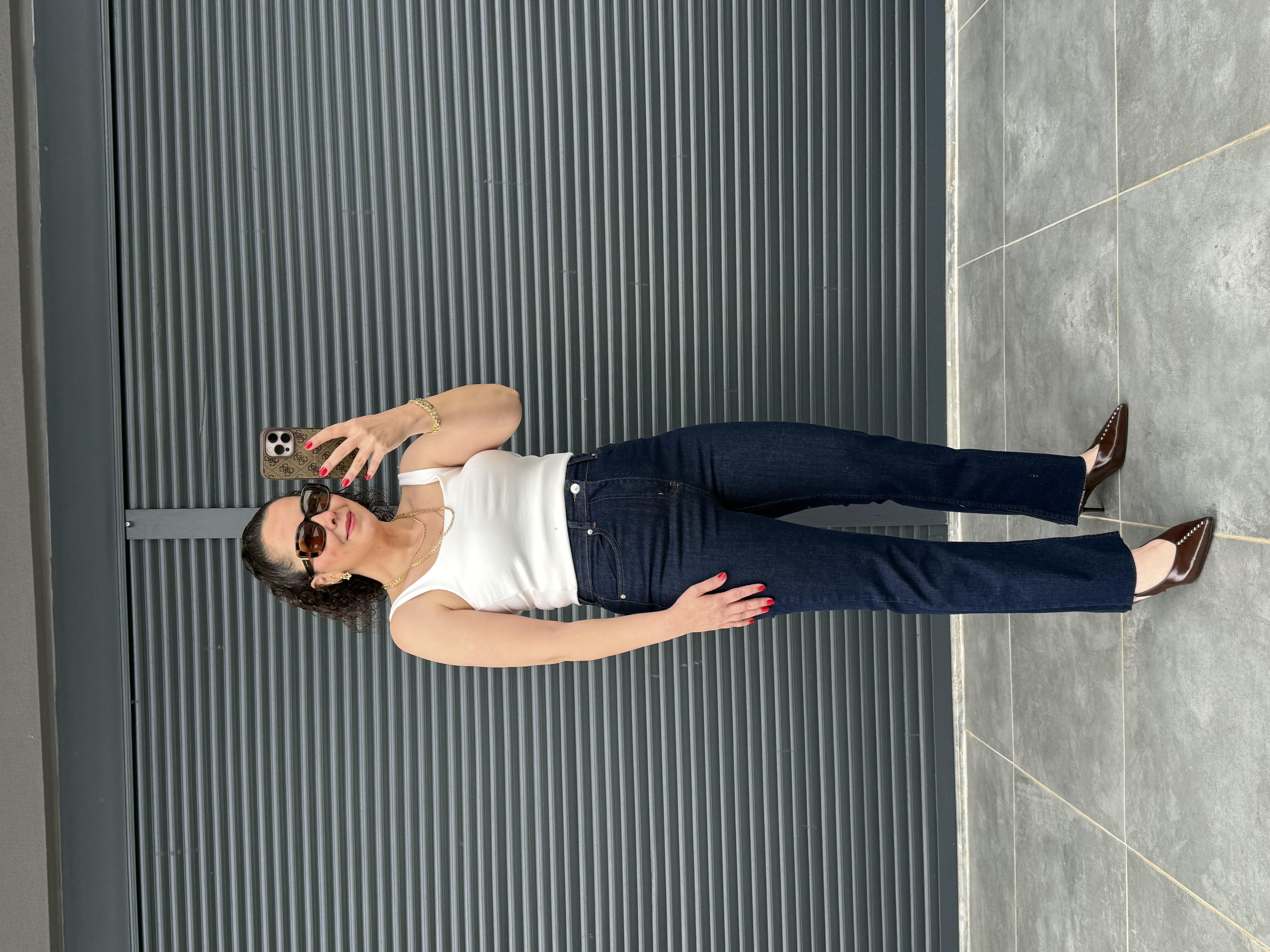 Premium Kesik Paça Boy Fit Jean Lacivert