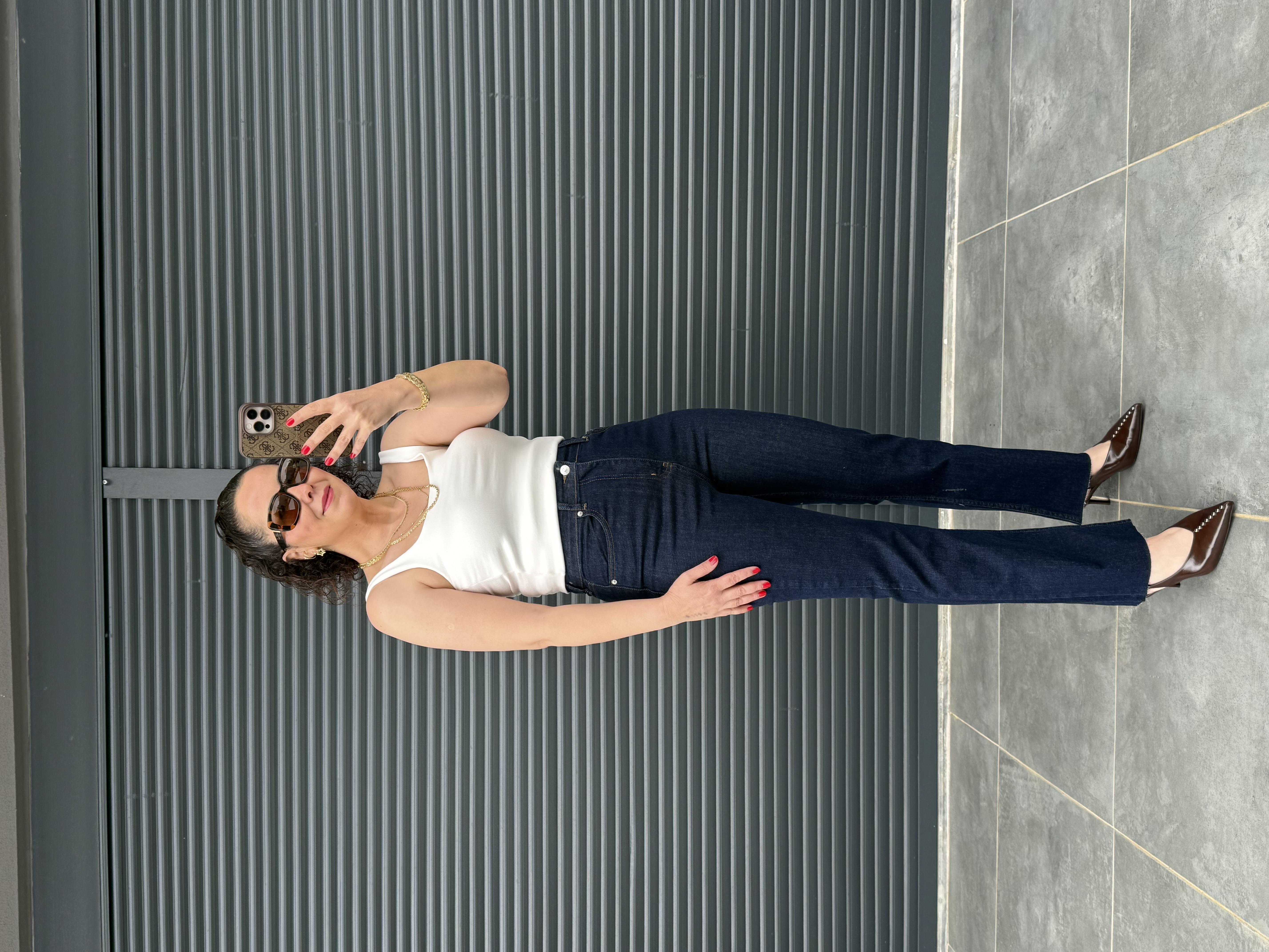 Premium Kesik Paça Boy Fit Jean Lacivert