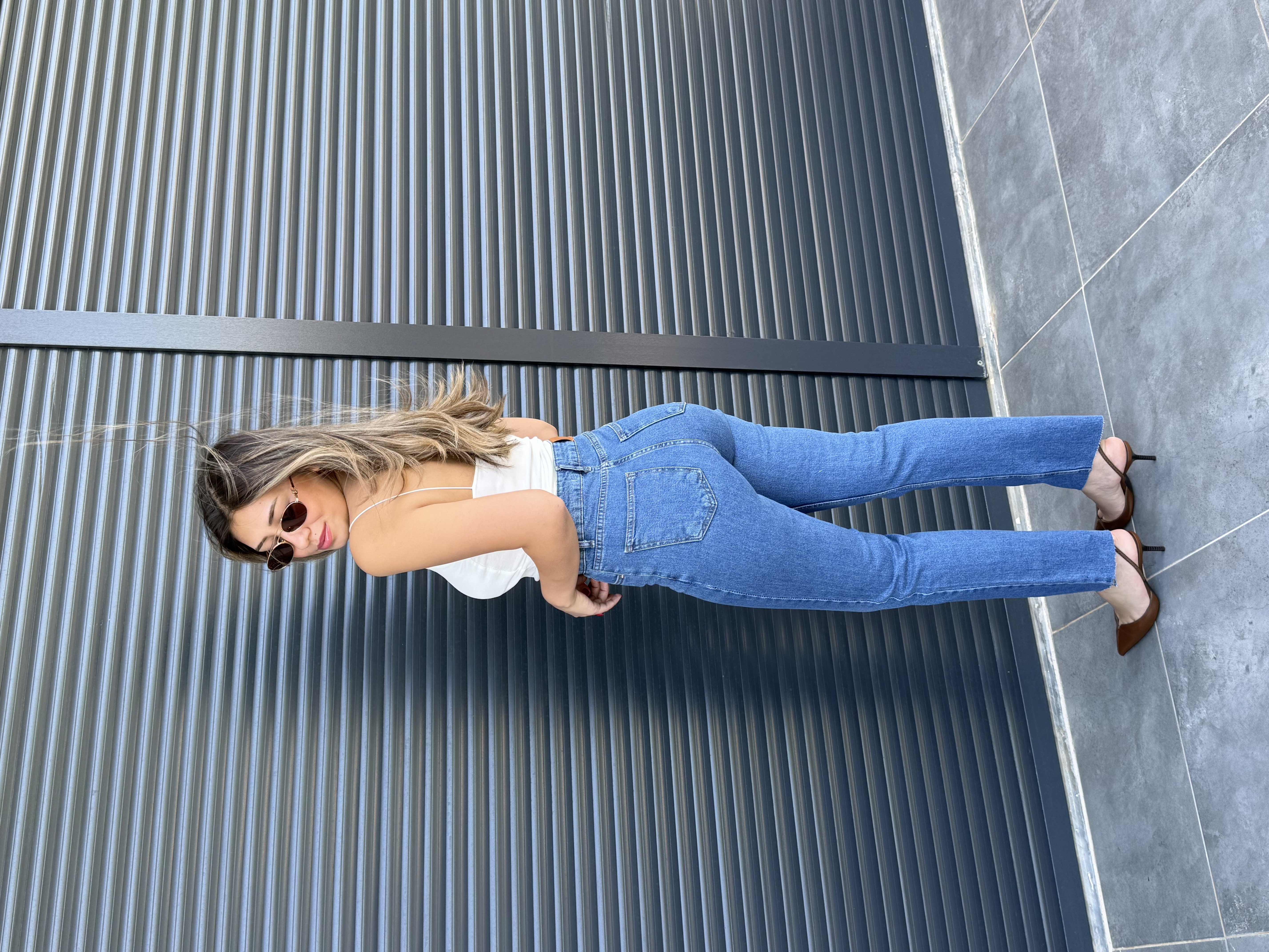 Premium Kesik Paça Toparlayıcı Boy Fit Jean Koyu Mavi