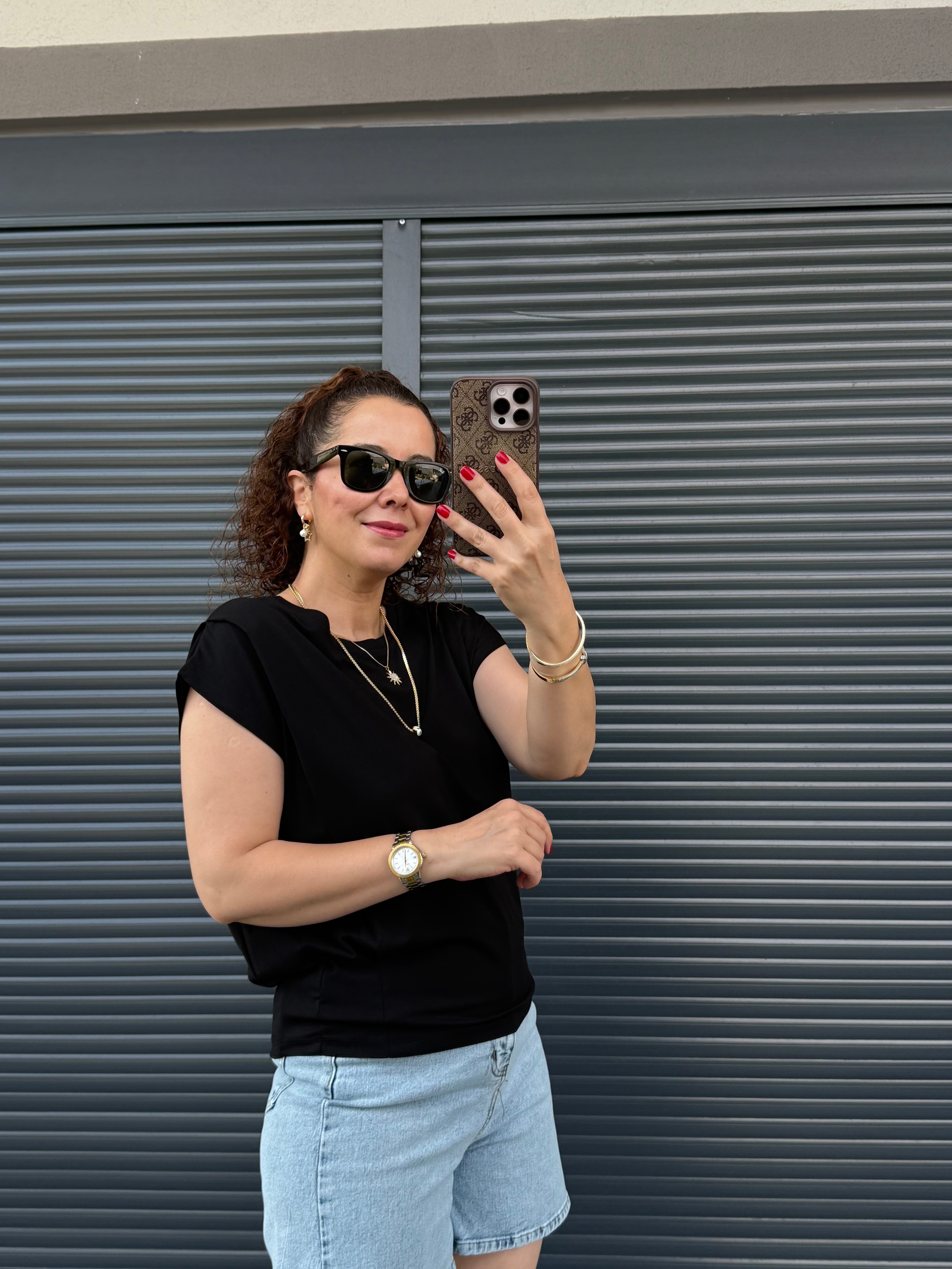 Premium Omuz Detaylı Tasarım T-shirt Siyah