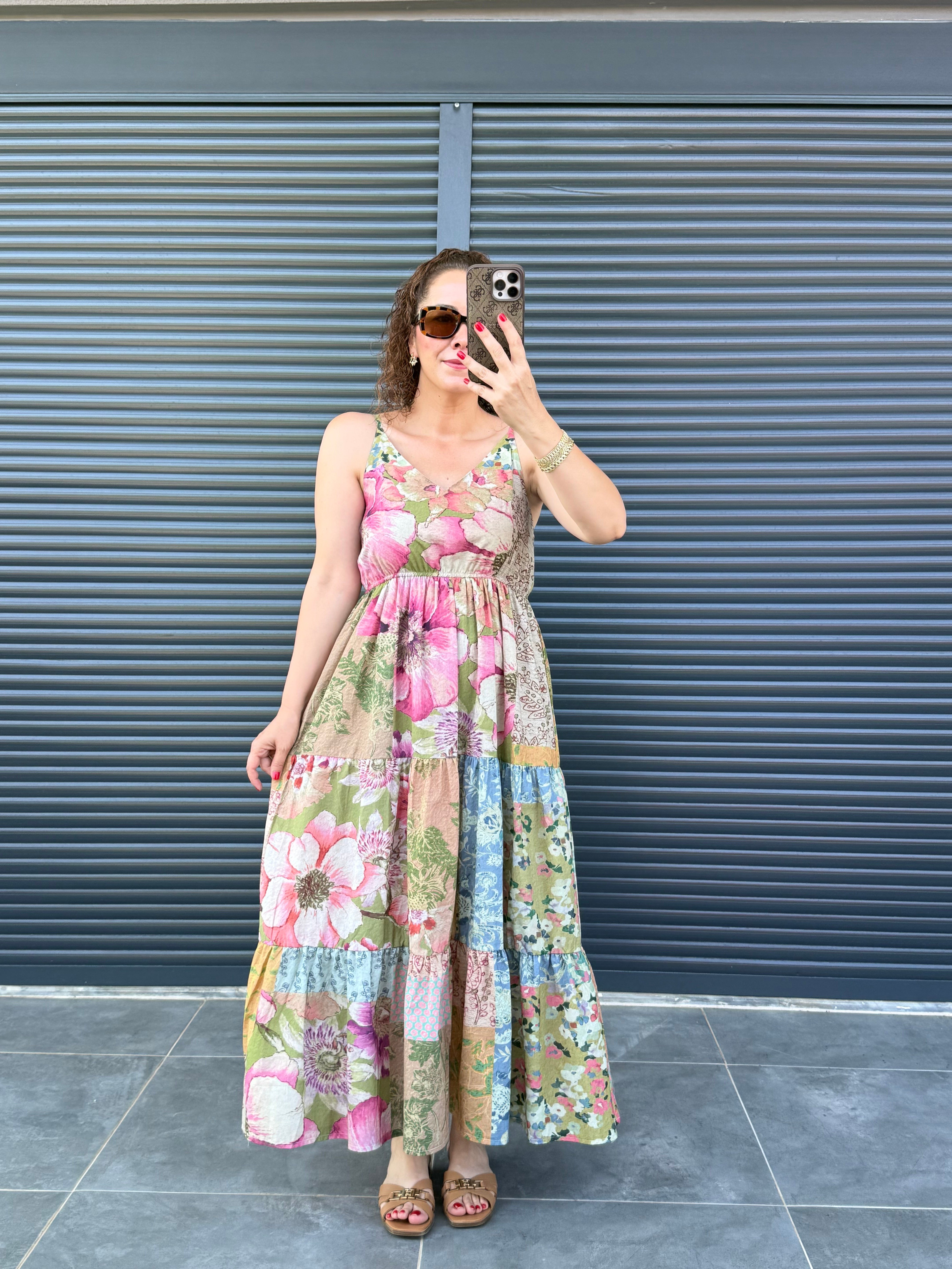 Premium Patchwork Desenli Elbise