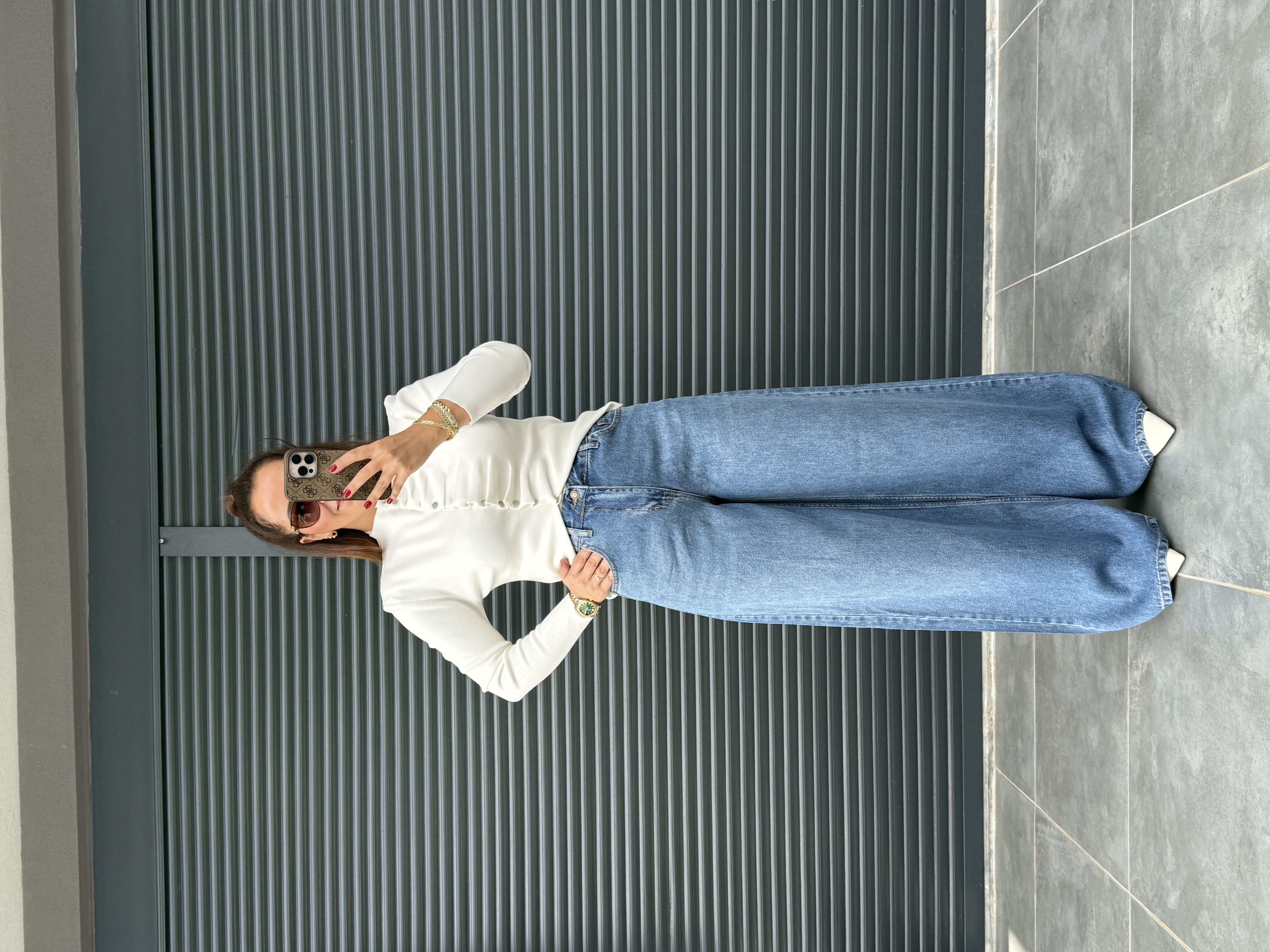 Premium Yumuşak Dokulu Denim Palazzo Kot Mavi