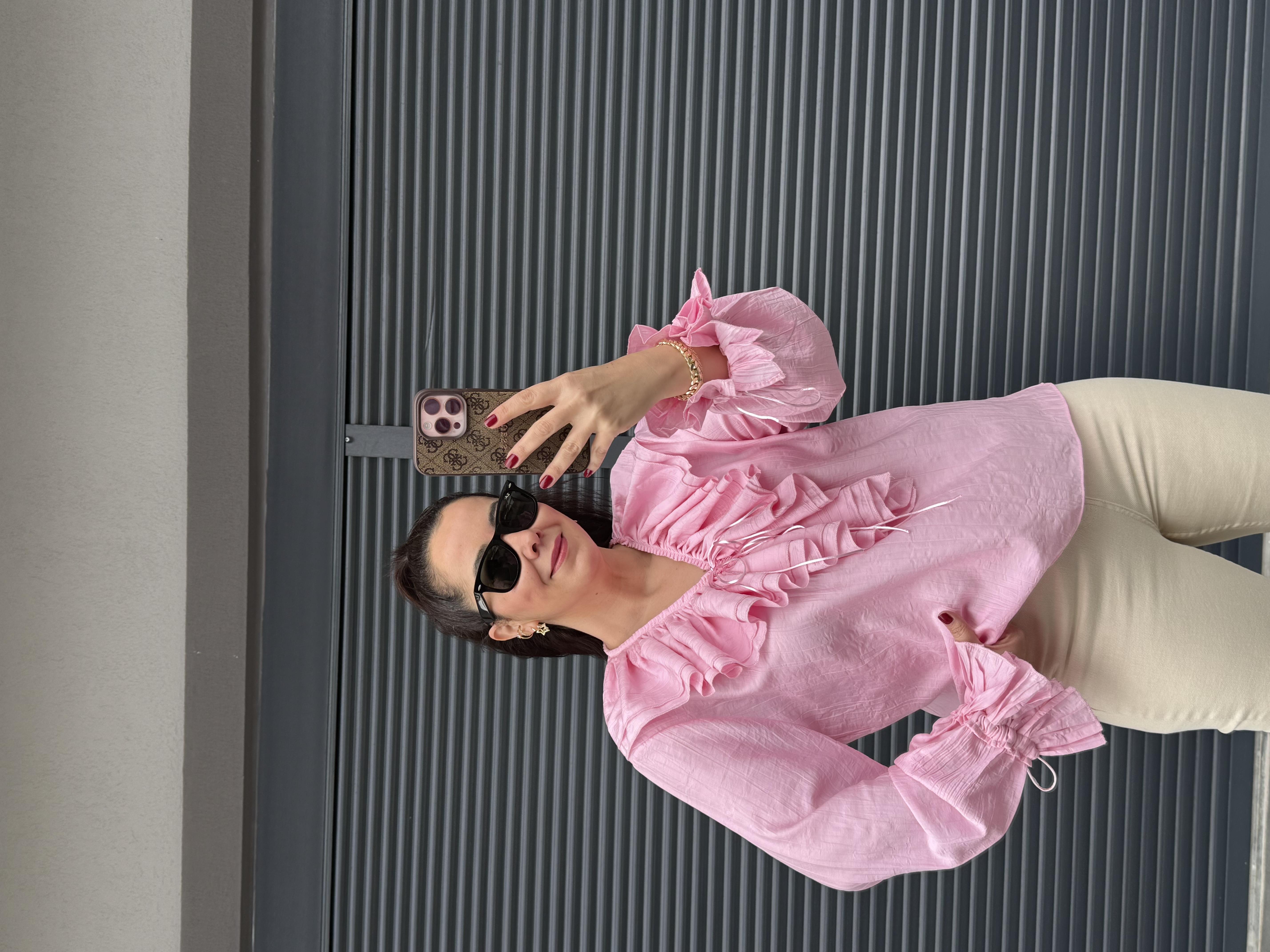Premium Zr Fırfırlı Bluz Pembe
