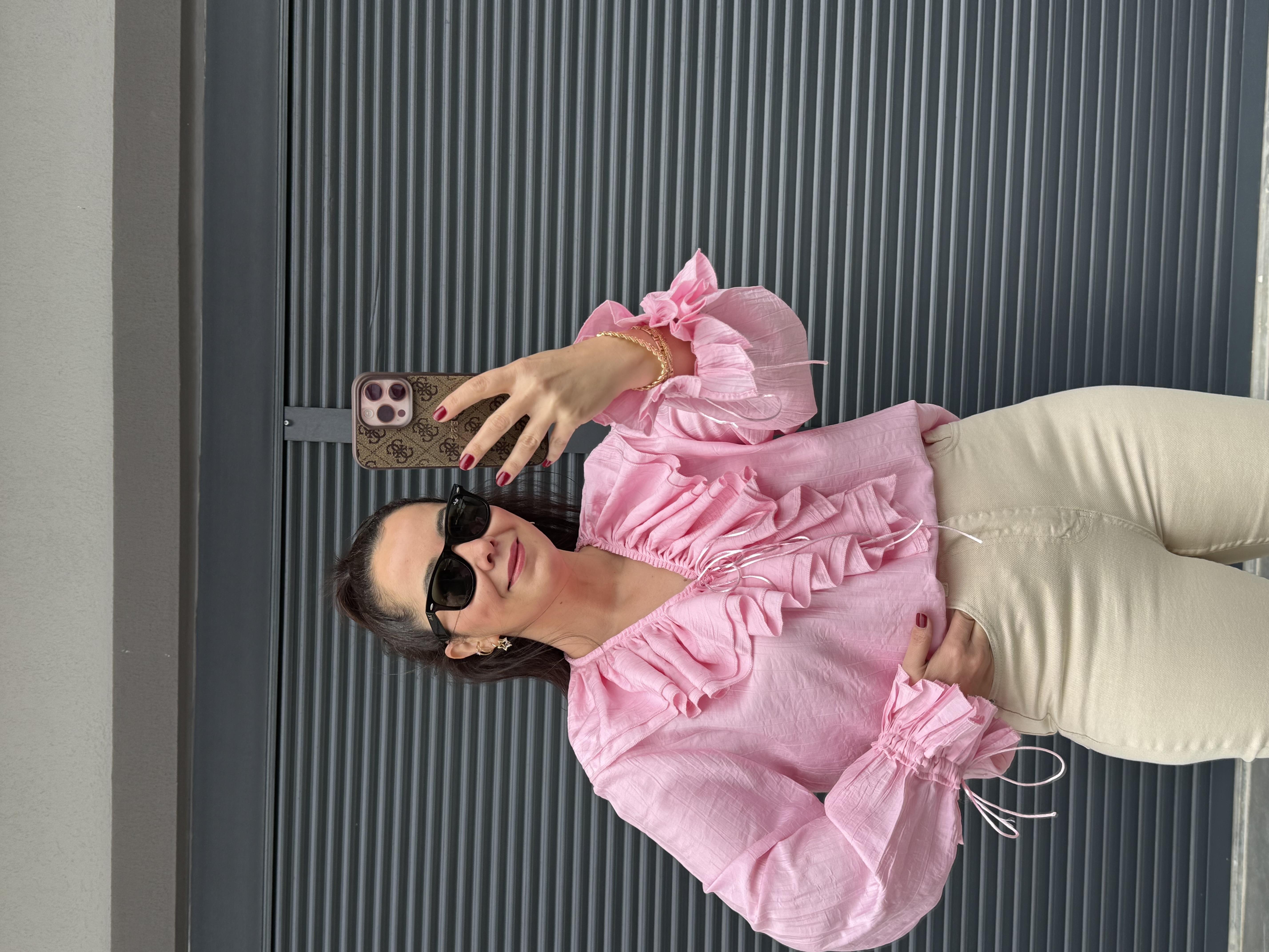 Premium Zr Fırfırlı Bluz Pembe