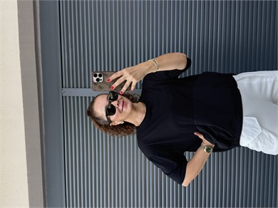 Arkası Düğme Detaylı Cepli T-Shirt Siyah