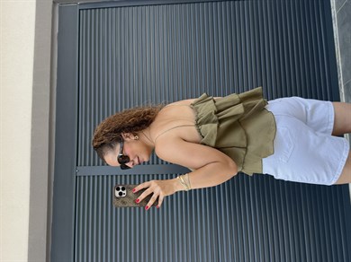 Askılı Fırfırlı Bluz Olive