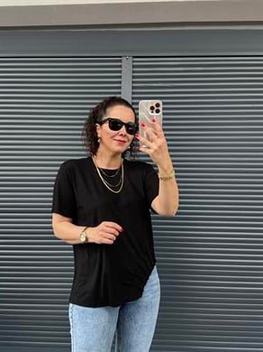 Biye Detaylı Tasarı T-shirt Siyah