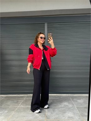 Bomber Ceketli İthal Takım Kırmızı