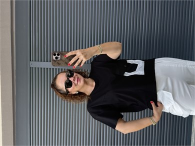 Cep Detaylı Tasarım T-Shirt Siyah