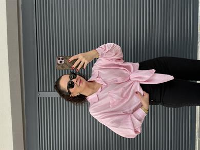 Cepli Oversize Gömlek Pembe