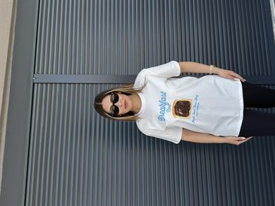 Çikolatalı Ekmek Baskılı T-shirt  Beyaz