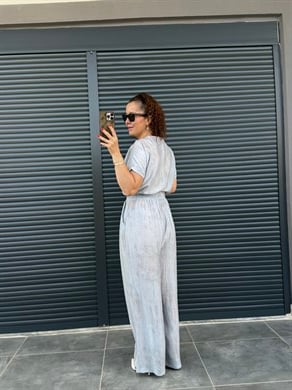 Çilek Kumaş Pantolon Bluz Takım Mavi