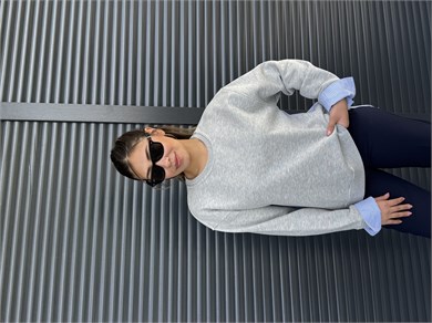 Çizgili Gömlek Detaylı Sweatshirt