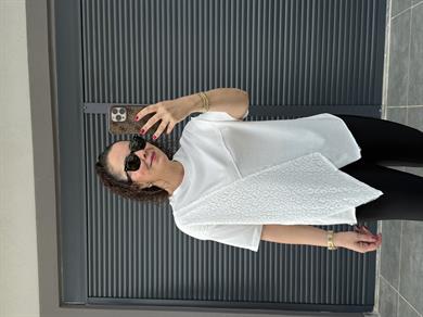 Dantel Detaylı Tasarım T-shirt Beyaz