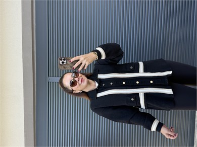 Denim Detaylı Kaşe Hırka