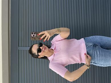 Dilvin Ajurlu Polo Yaka Bluz Pembe