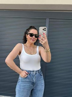 Dilvin Askılı Bodysuit  Ekru