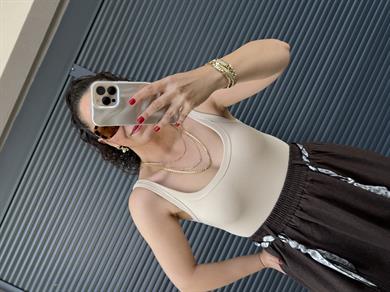 Dilvin Askılı Bodysuit  Taş