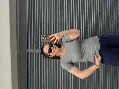 Dilvin Bisiklet Yaka Basic Bluz Gri