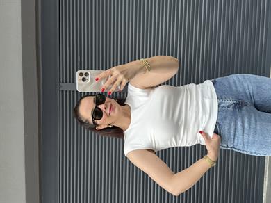 Dilvin Büzgülü Basic Bluz Ekru
