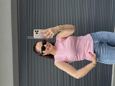 Dilvin Büzgülü Basic Bluz Pembe