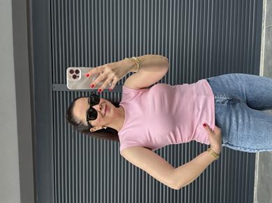 Dilvin Büzgülü Basic Bluz Pembe