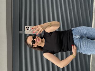 Dilvin Büzgülü Basic Bluz Siyah