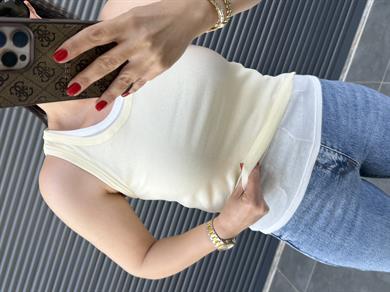 Dilvin Çift Katlı Bluz Sarı