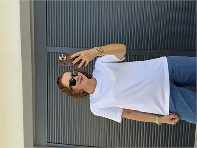 Dilvin Dekoratif Dikişli T-Shirt Beyaz