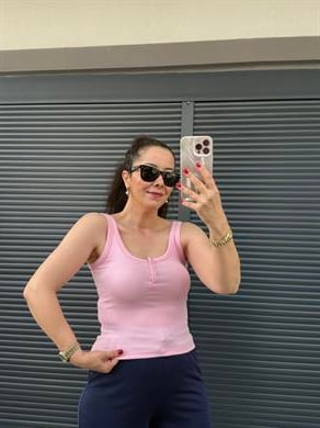 Dilvin Önü Çıtçıtlı Atlet Pembe