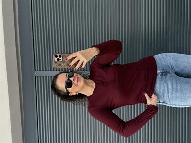 Dilvin Önü Düğmeli İnce Triko Bluz Bordo