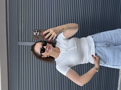 Dilvin Önü Düğmeli Kısa Kollu Bluz Ekru