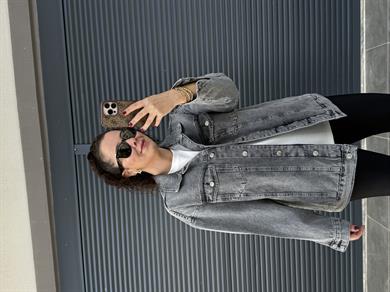 Dilvin Oversize Kot Ceket Füme