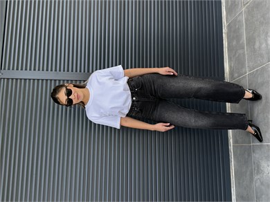 Dilvin Paçası Sasonlu Jean Siyah