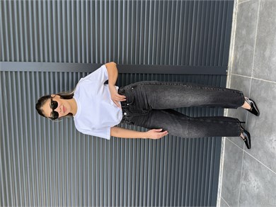 Dilvin Paçası Sasonlu Jean Siyah