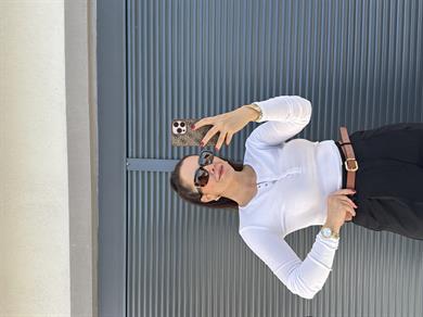Dilvin Uzun Kollu Çıt Çıt Düğmeli Bluz Beyaz