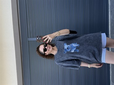 Eskitme Dog Oversize T-shirt Antrasit