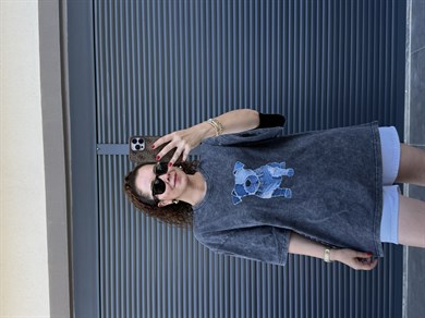 Eskitme Dog Oversize T-shirt Antrasit