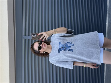 Eskitme Dog Oversize T-shirt Gri