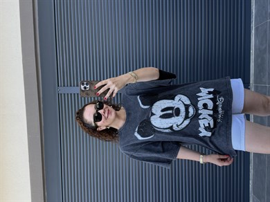 Eskitme Mickey Oversize T-shirt Antrasit