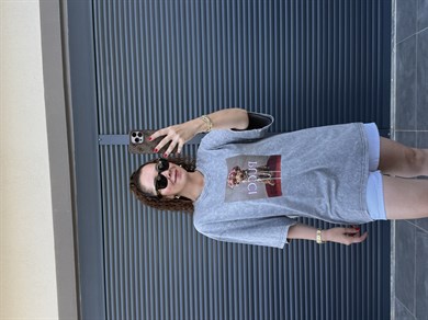 Eskitme Pucci Oversize T-shirt Gri