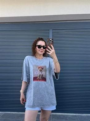 Eskitme Pucci Oversize T-shirt Gri