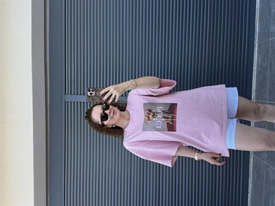 Eskitme Pucci Oversize T-shirt Pudra