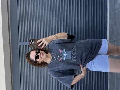 Eskitme Tom Oversize T-shirt Gri