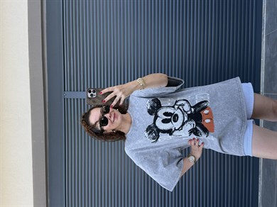 Eskitme You Mickey Oversize T-shirt Gri