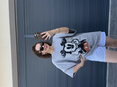 Eskitme You Mickey Oversize T-shirt Gri